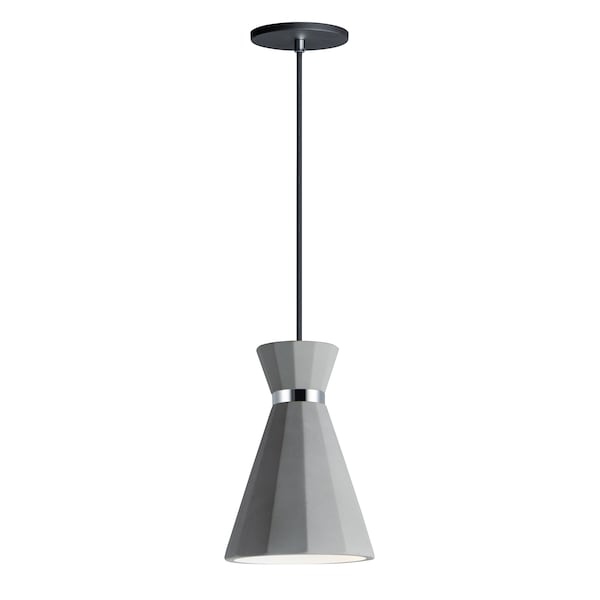 Et2 Sash 1-Light 7.75" Wide Gray / Polished Chrome Pendant Light E25036-GYPC - main